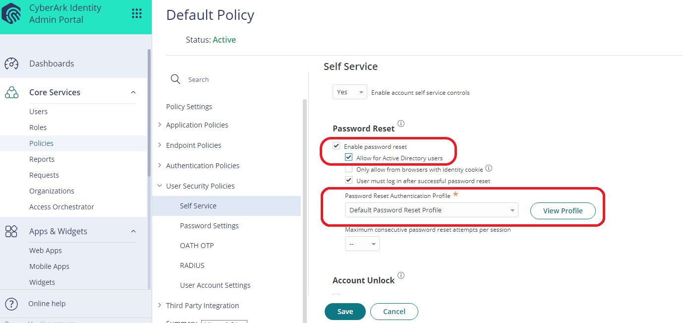 CyberArk Identity: Password update failed. Password reset is currently ...