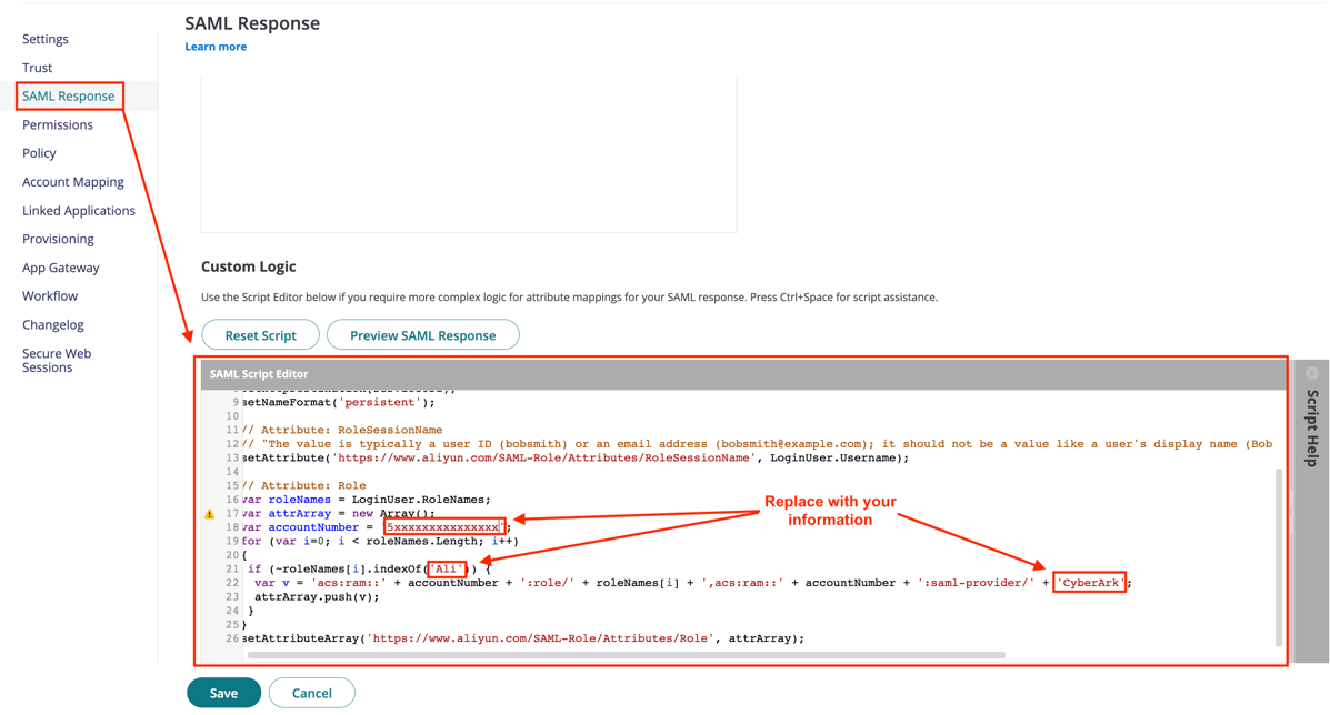 How to configure CyberArk SAML SSO with Alibaba Cloud for Role-Based SSO