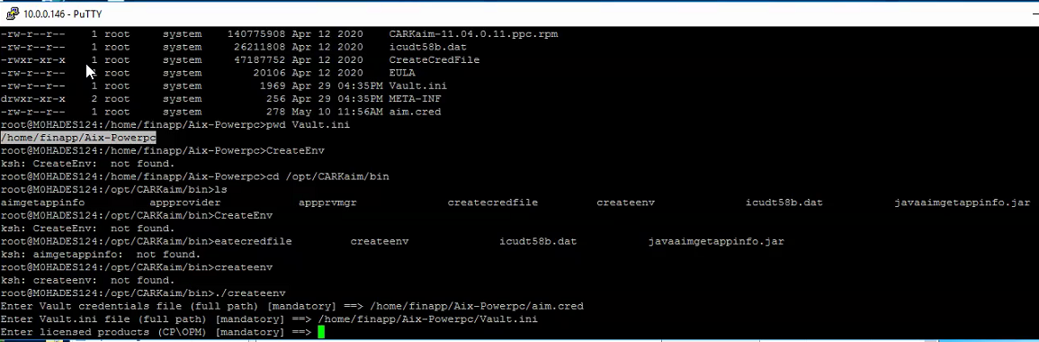 Failed to Create Credential Providers Vault Environment Manually for UNIX