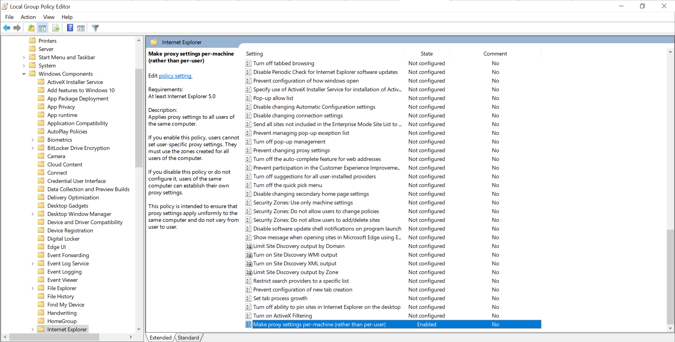 Internet Proxy per machine not working for PSM Shadow users