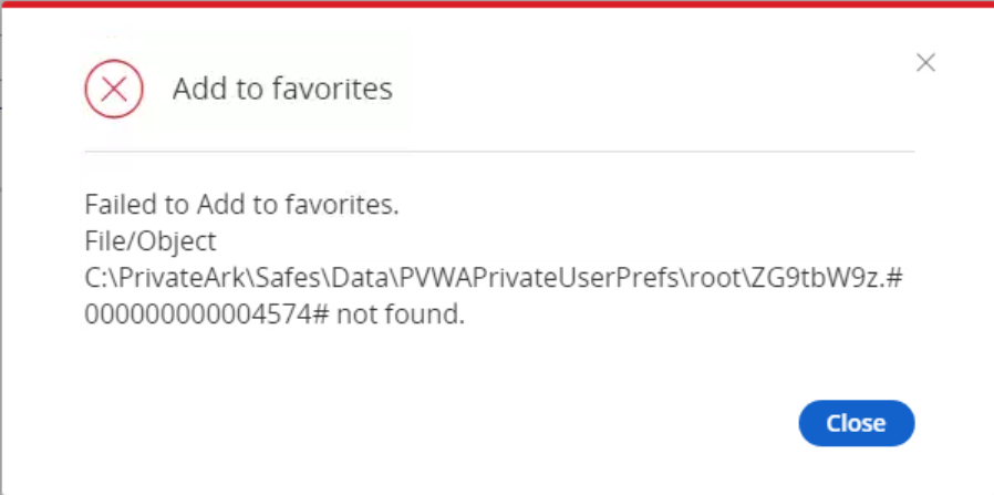 PVWA - User unable to add to favorites