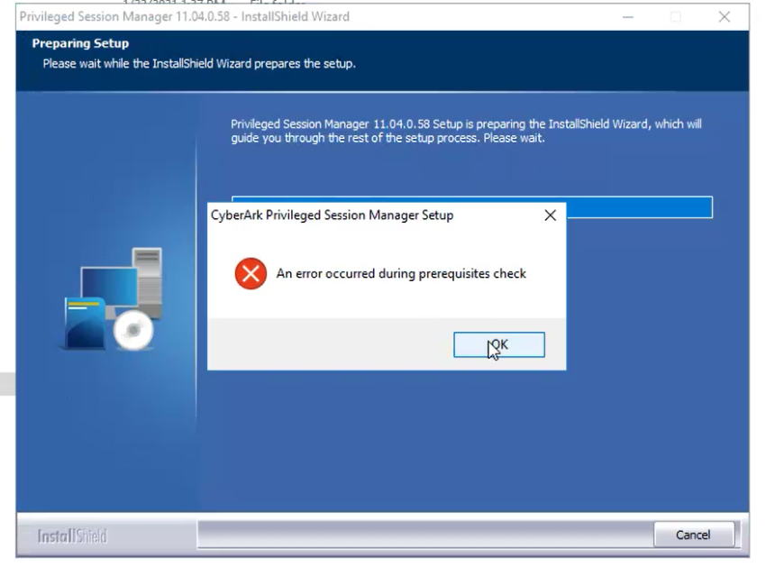 PSM - An error occurred during prerequisites check. While Installing ...