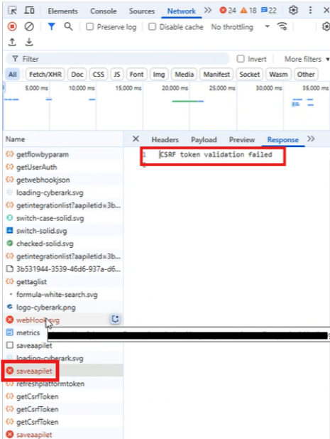 Bypassing the "CSRF token validation failed" error in CyberArk Flows