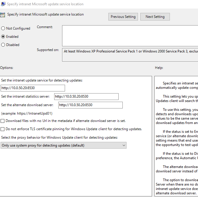 Manually run Windows Update with WSUS server for Vault server