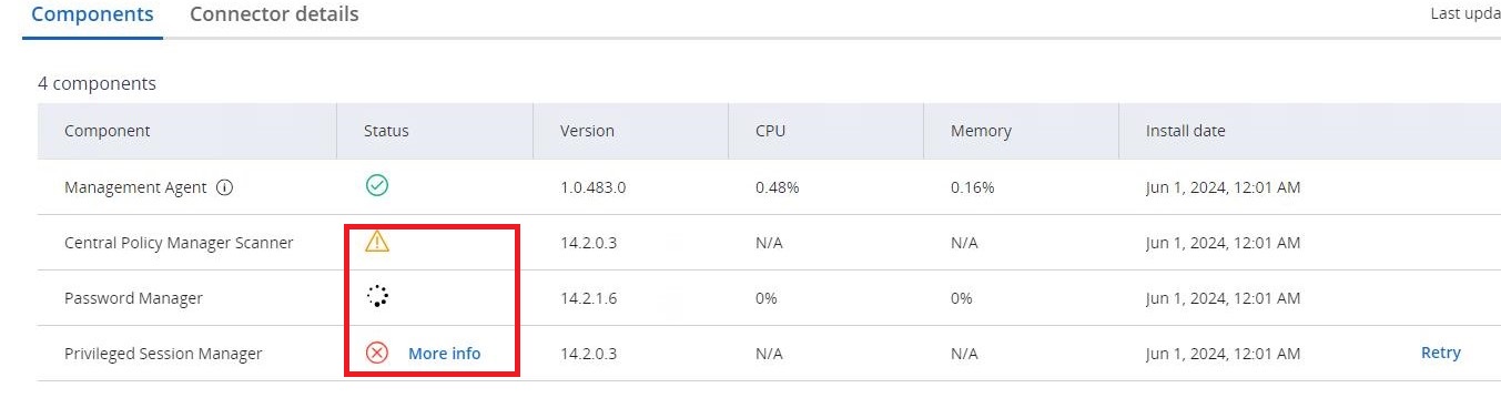 Strange behavior with connector management status after upgrade
