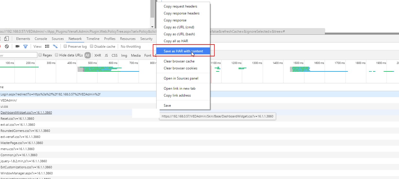 Capturing a .HAR file in Web Browsers